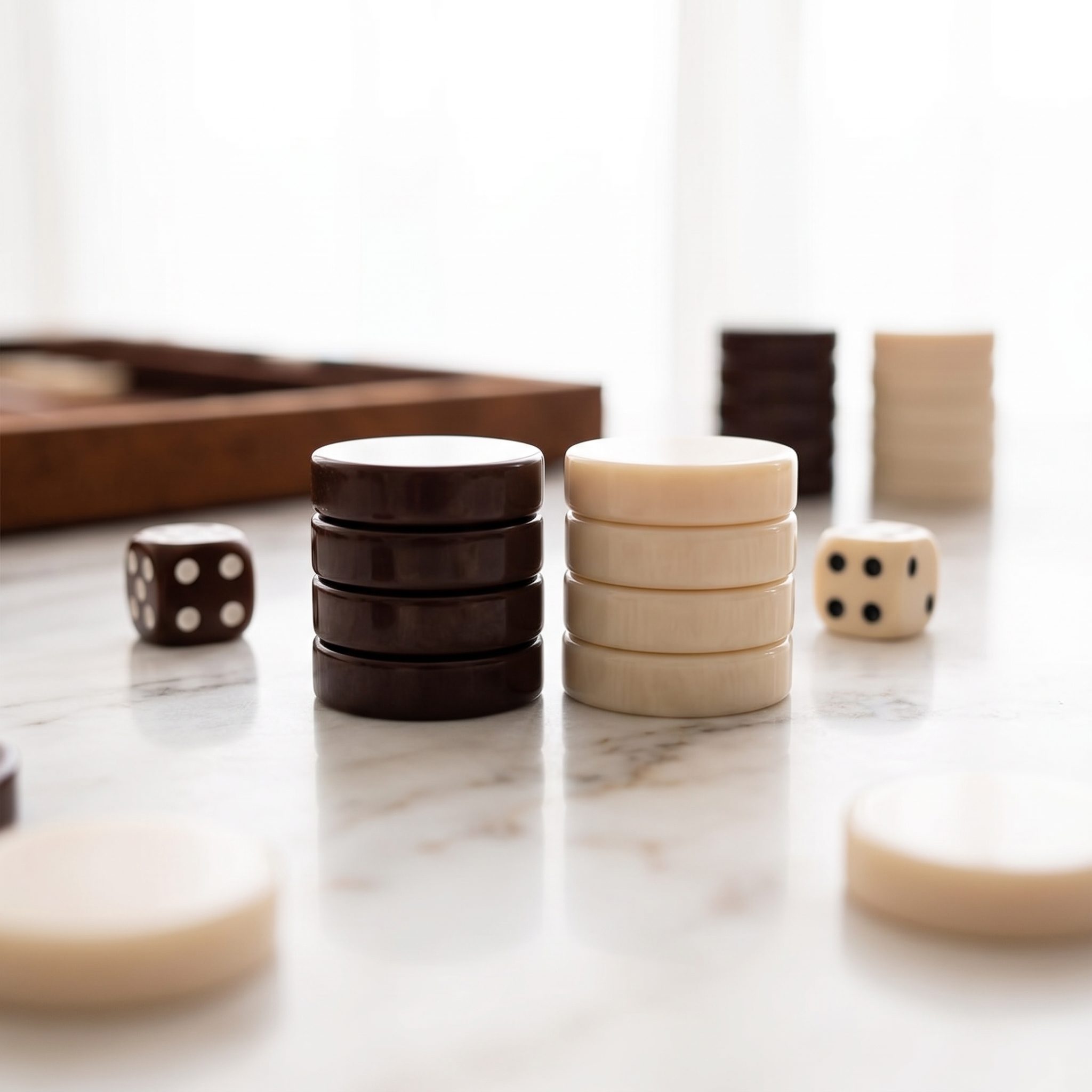 Backgammon Havana - Malette Simili Cuir Brun