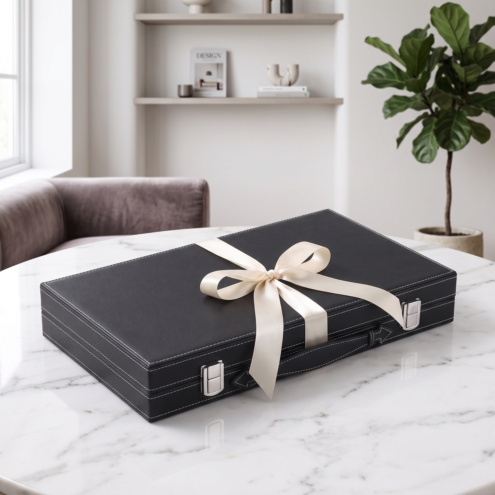 Backgammon Milano - Mallette Simili Cuir Noir