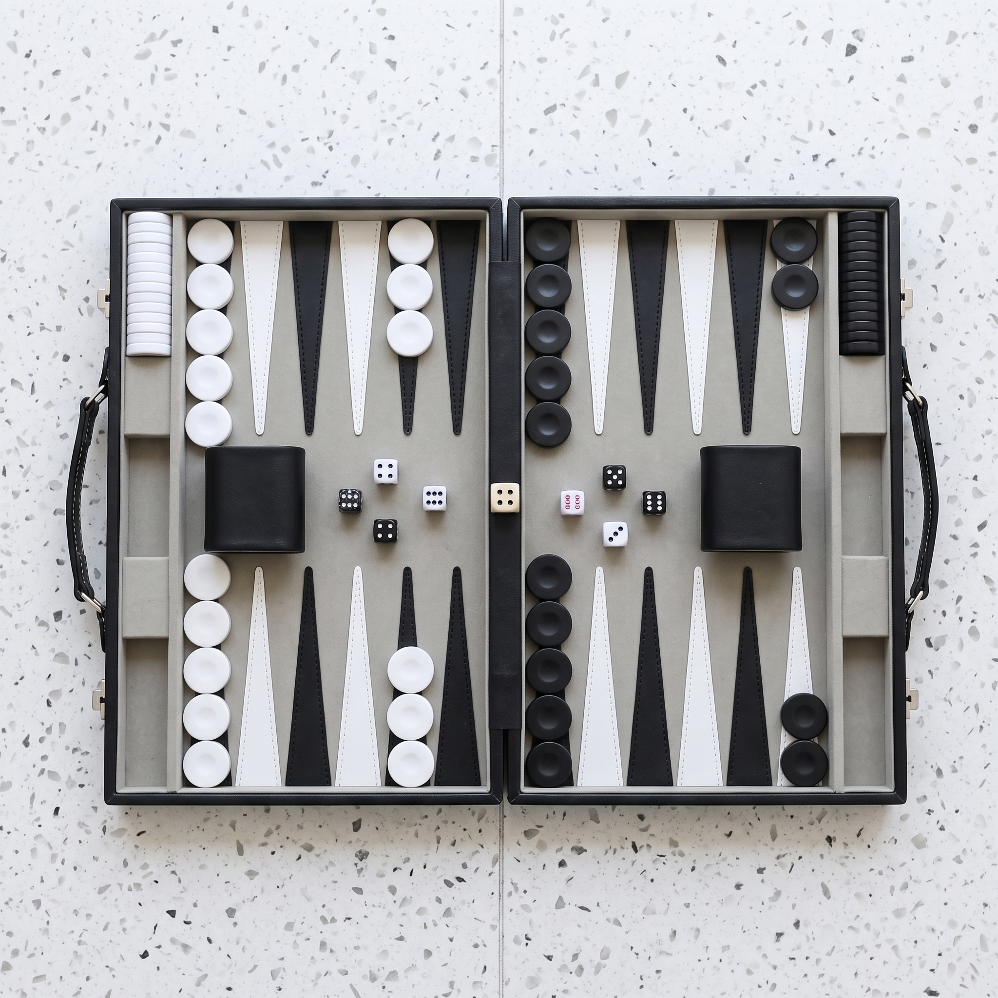 Backgammon Milano - Mallette Simili Cuir Noir