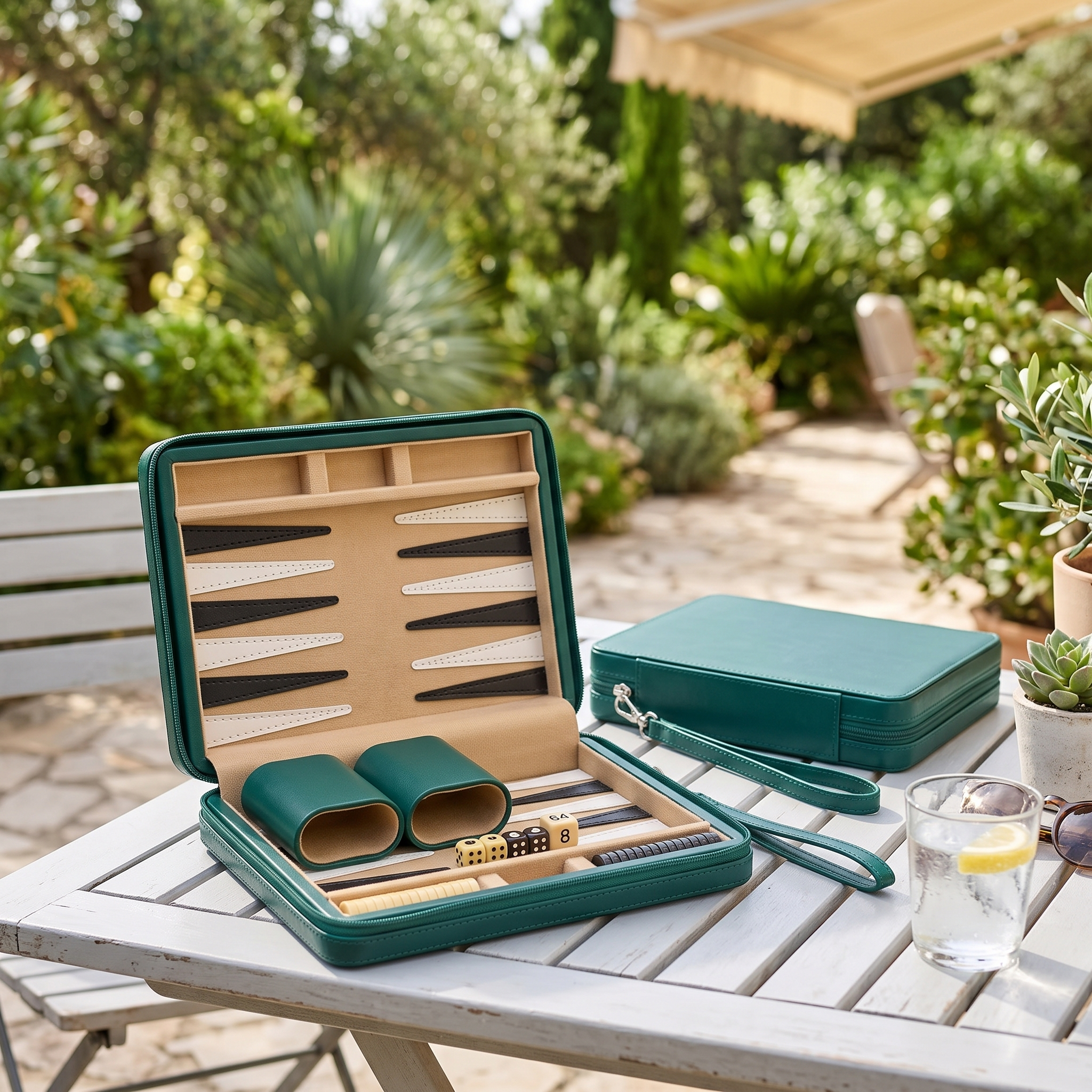 Backgammon Alanya - Set de Voyage Magnétique Simili Cuir