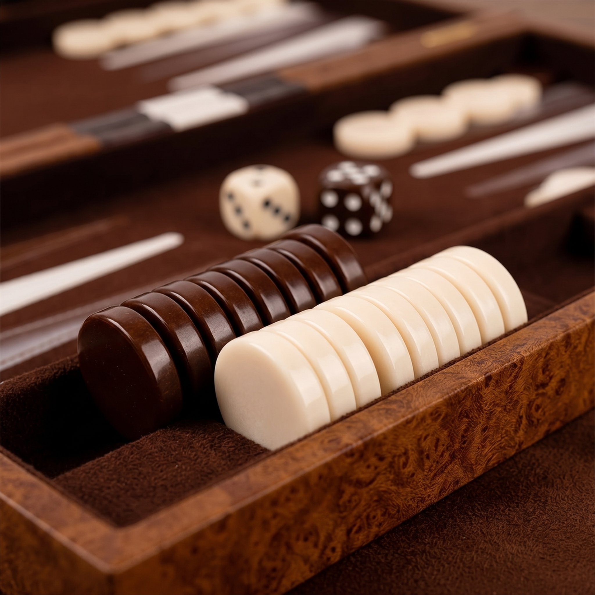 Backgammon Havana - Malette Simili Cuir Brun