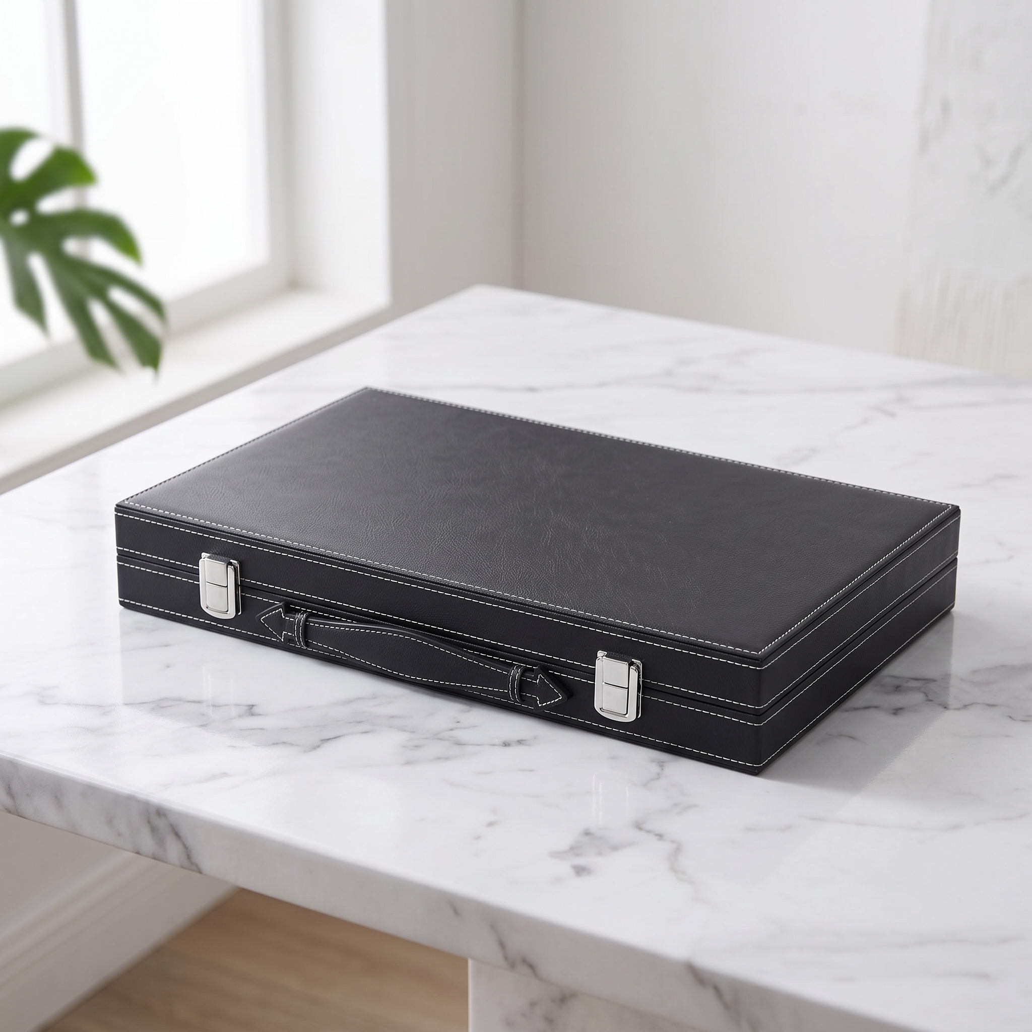 Backgammon Milano - Mallette Simili Cuir Noir