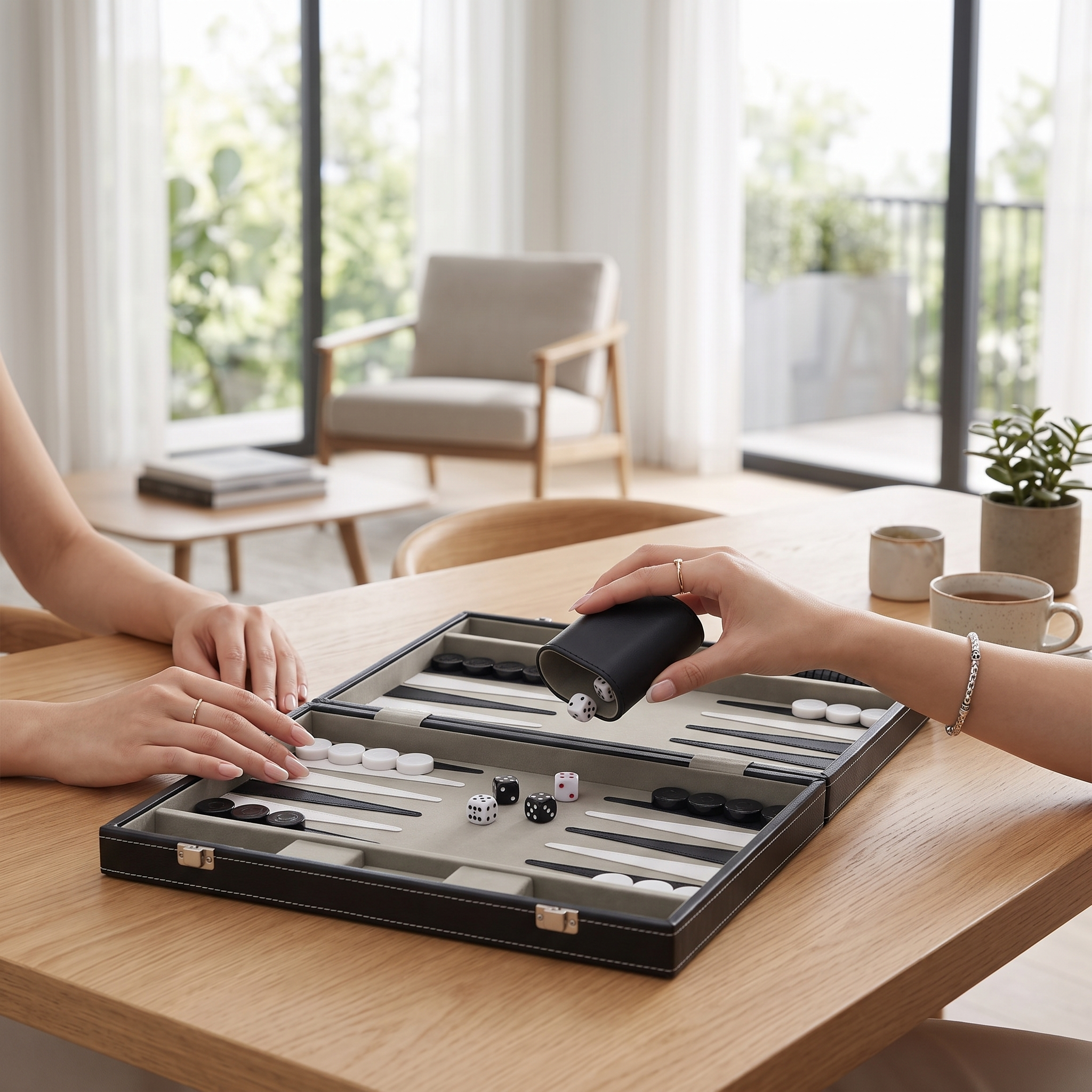 Backgammon Milano - Mallette Simili Cuir Noir