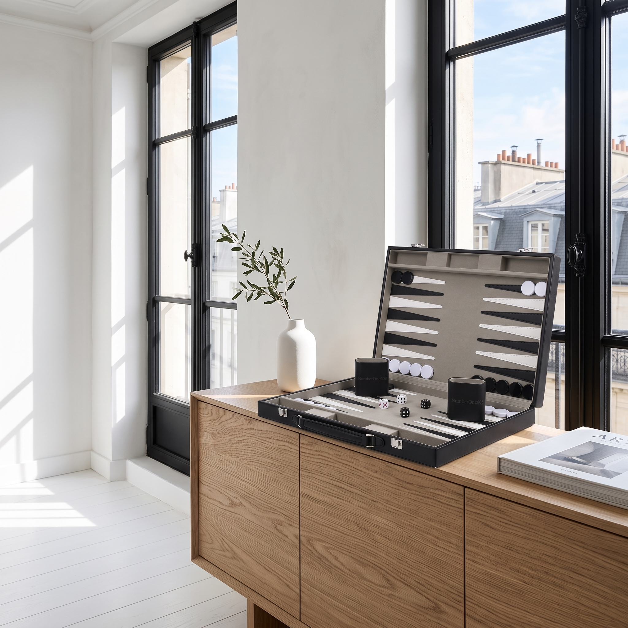 Backgammon Milano - Mallette Simili Cuir Noir