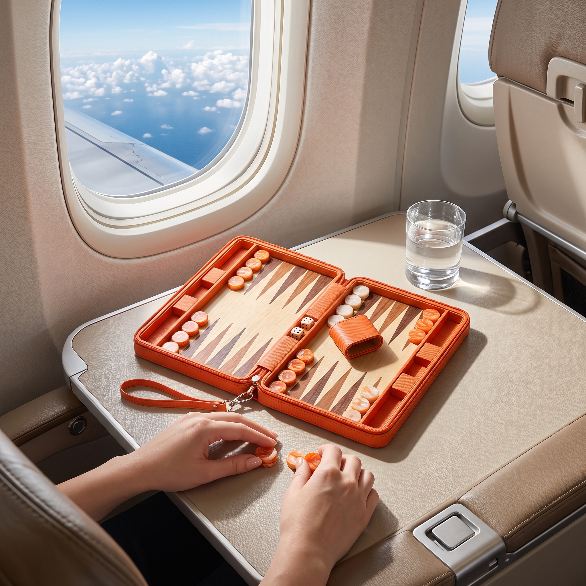 Backgammon Alanya - Set de Voyage Magnétique Simili Cuir