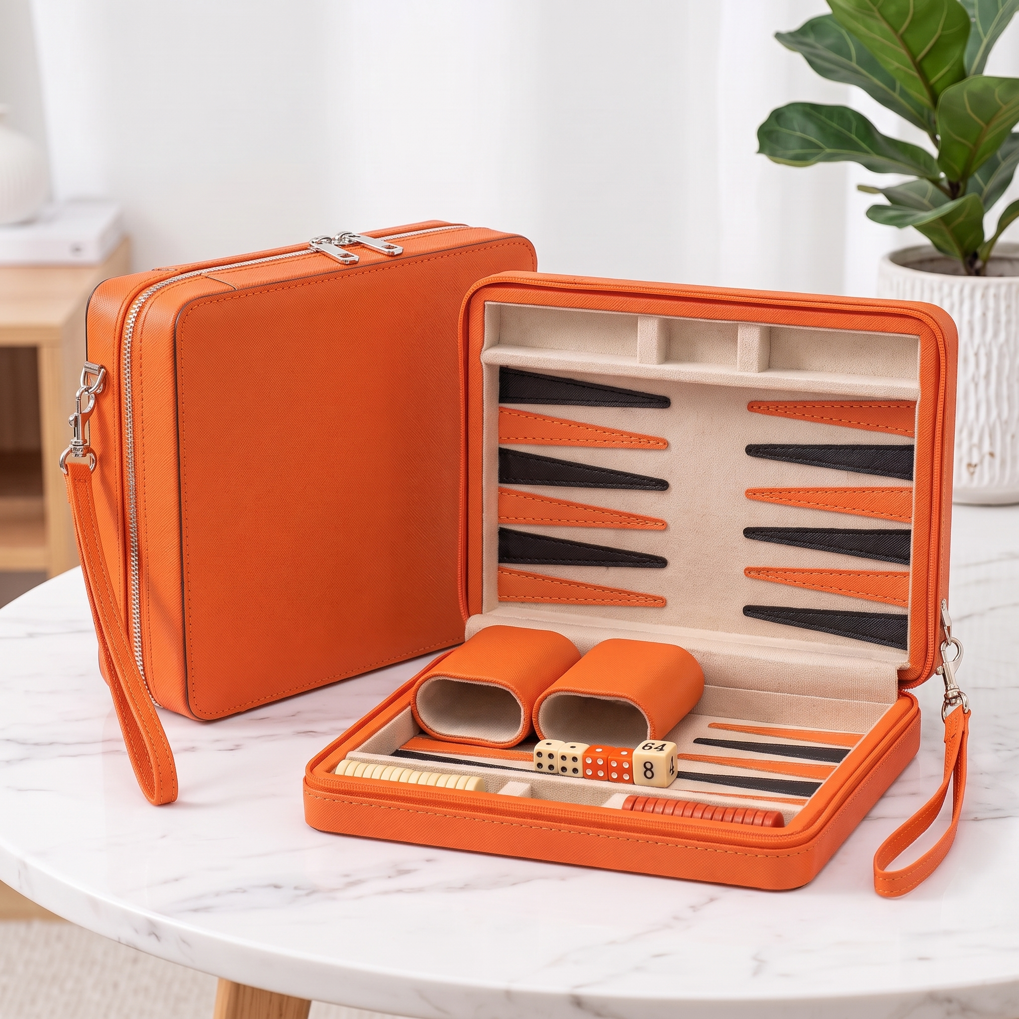 Backgammon Alanya - Set de Voyage Magnétique Simili Cuir